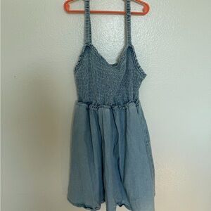 American Eagle Blue Smocked Denim Dress w/ pockets